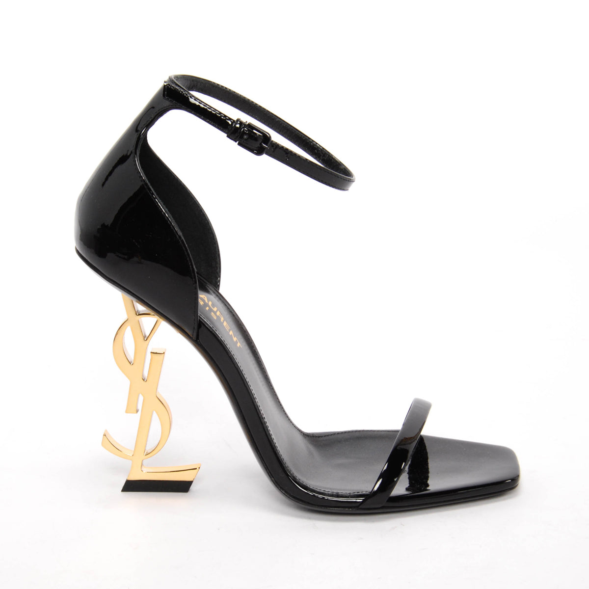 Saint Laurent Black Patent Opyum Sandals 36