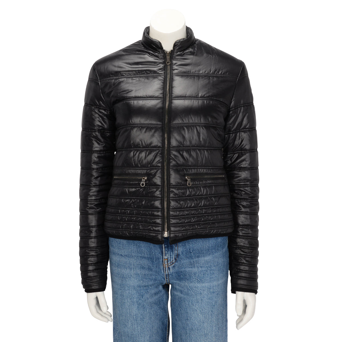 Chanel Black & Red Quilted Nylon Reversible CC Jacket FR 38