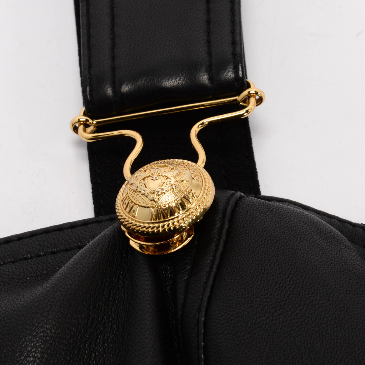 Balmain Black Lambskin Pinafore Mini Dress FR 38