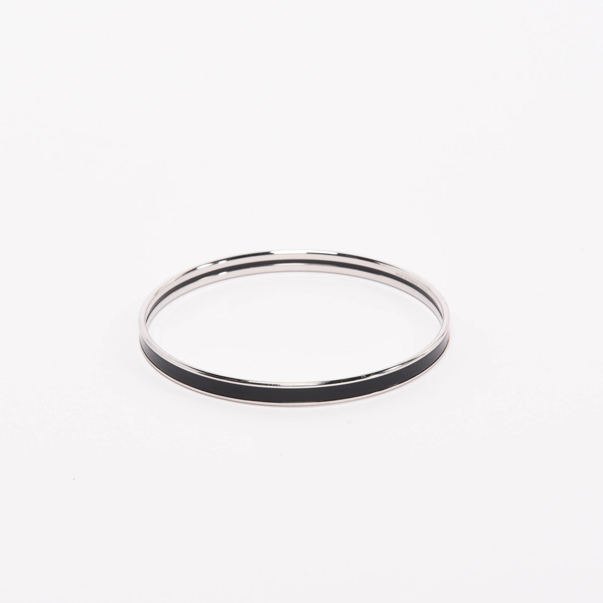 Hermes Black & Silver Enamel Uni Bangle
