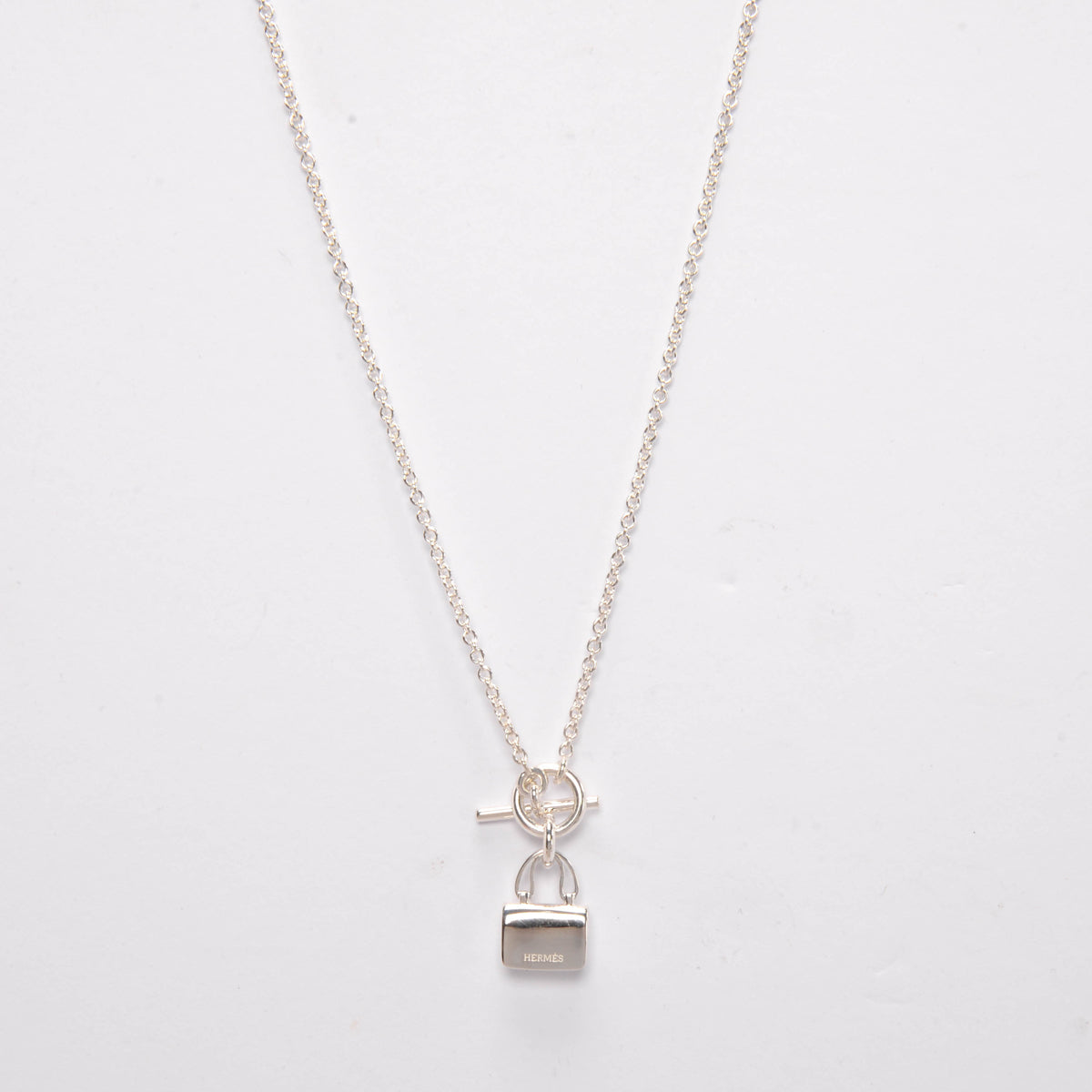 Hermes Sterling Silver Amulettes Constance Pendant Necklace