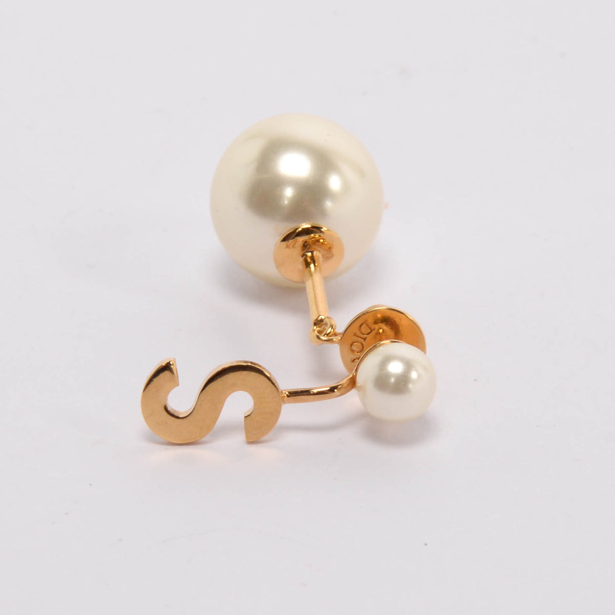 Dior Gold Tone Faux Pearl My ABCDior Tribales Letter S Single Earring