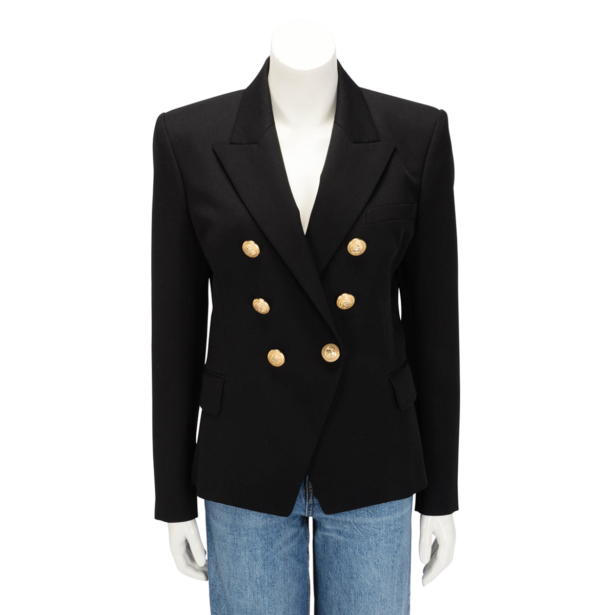 Balmain Black Wool Twill Classic DB Blazer FR 44