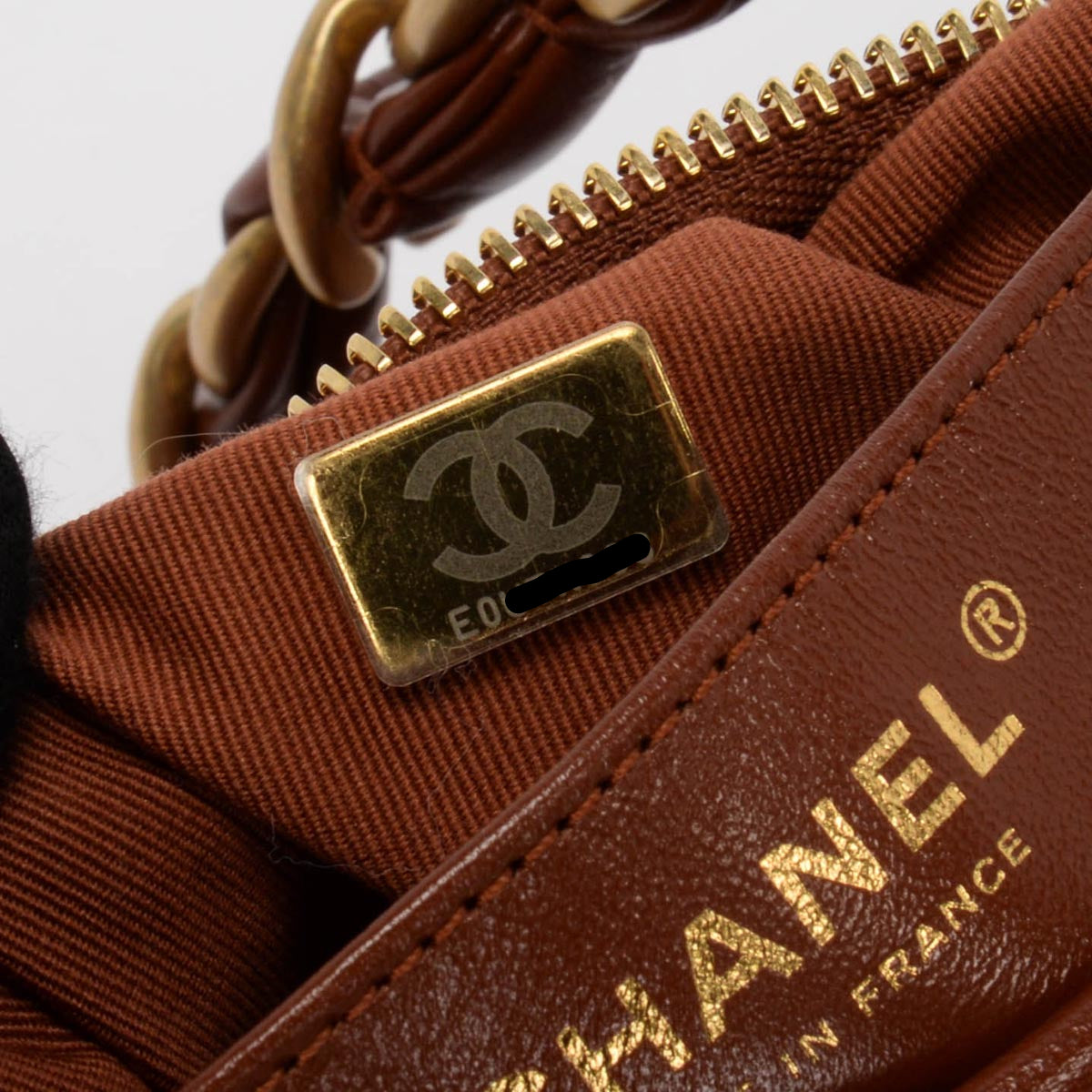 Chanel Brown Shiny Lambskin Small Hobo Bag