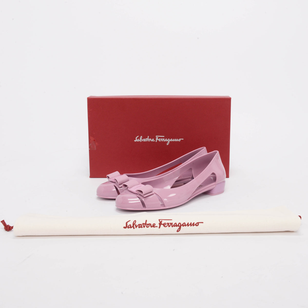 Ferragamo Lilac Jelly Vara Bow Ballet Flats 7