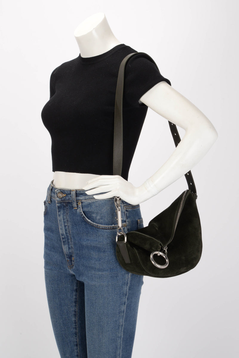 Burberry Dark Green Suede Small Knight Shoulder Bag