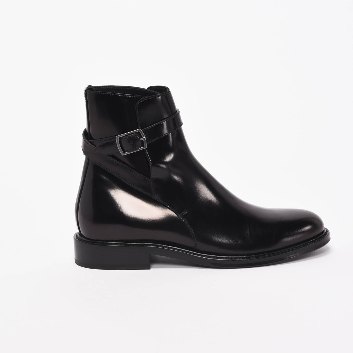 Saint Laurent Black Hi-Shine Army Ankle Boots 39