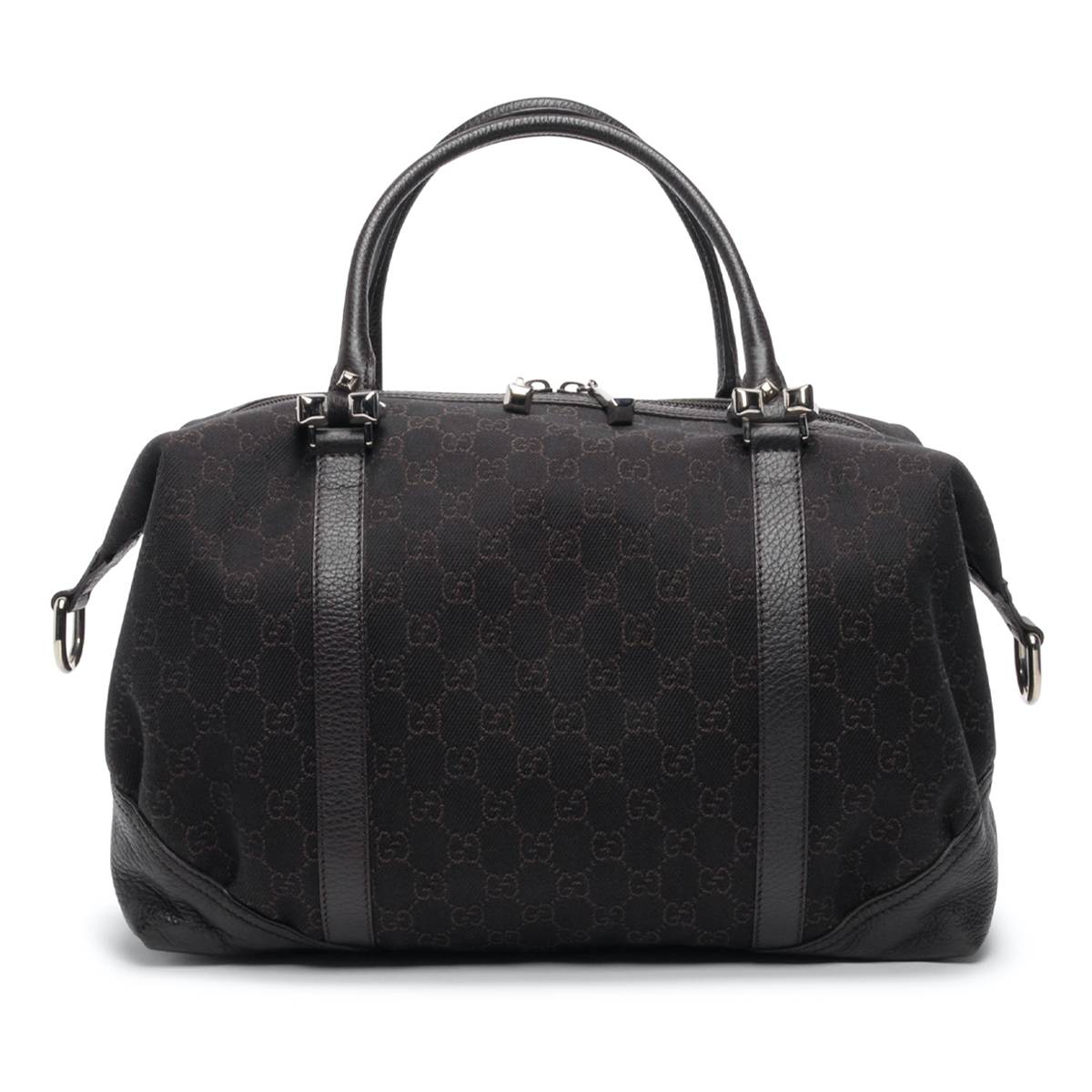 Gucci Dark Brown GG Canvas Medium Horsebit Nail Boston Bag