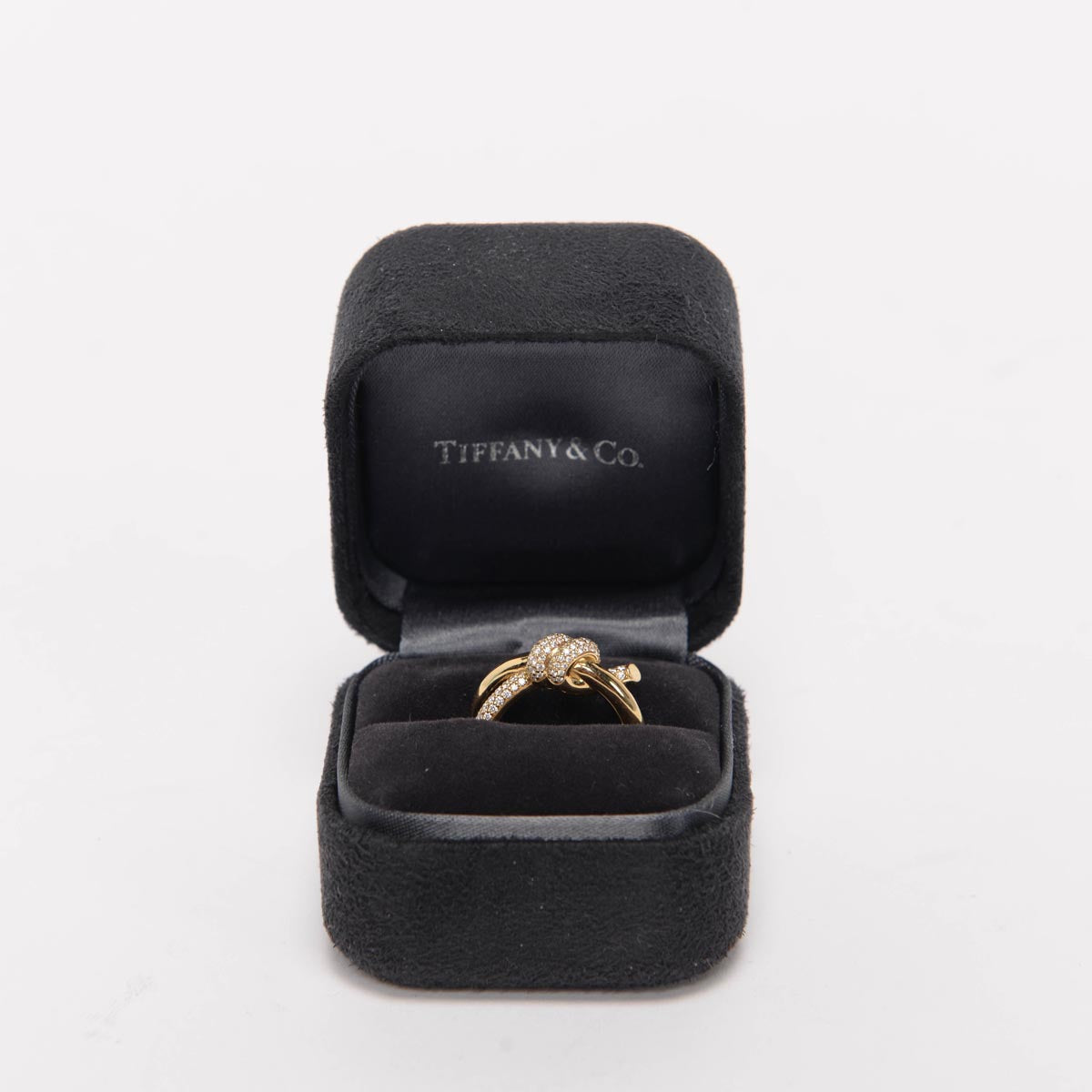 Tiffany & Co 18K Gold & Diamond Tiffany Knot Double Row Ring