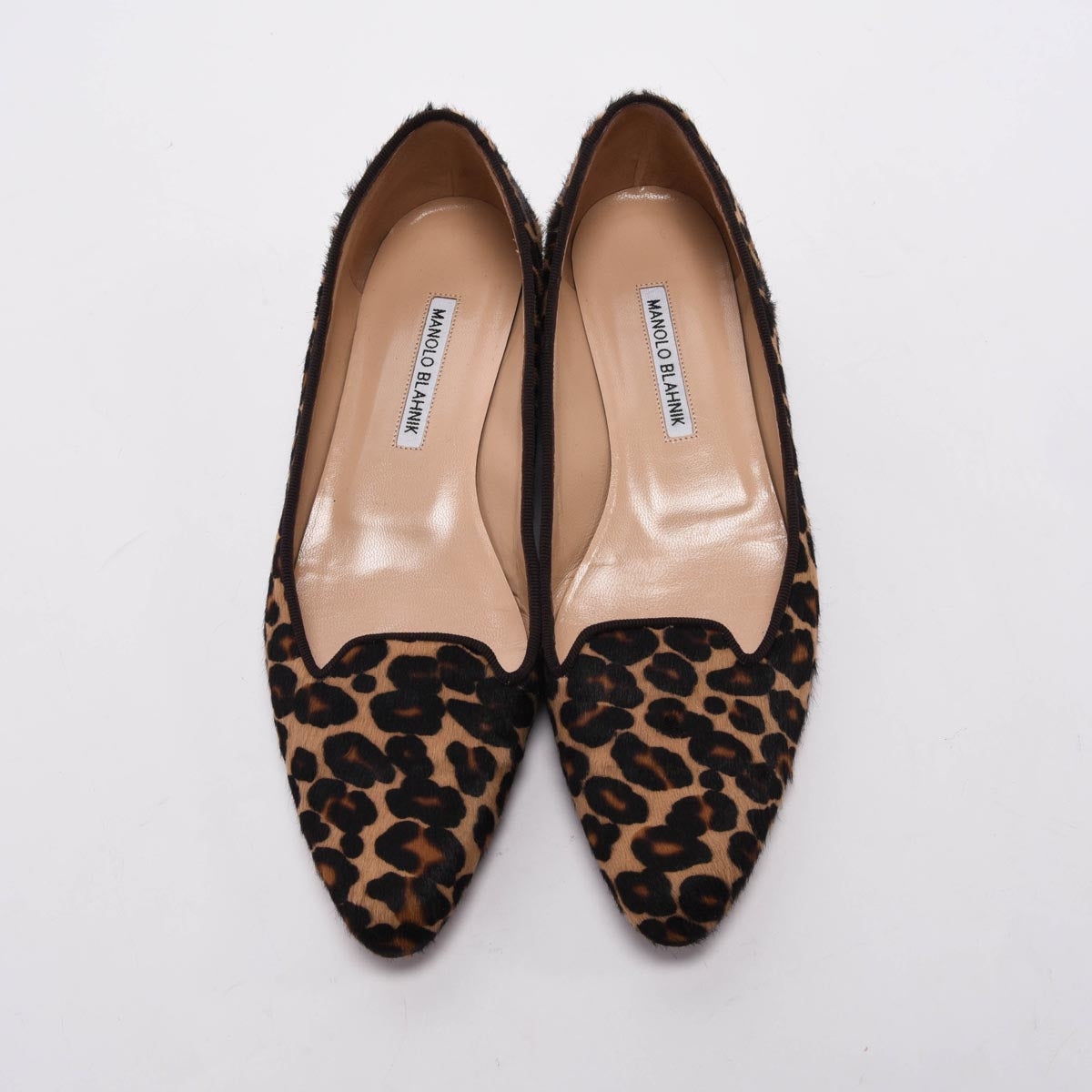 Manolo Blahnik Leopard Calf Hair Flats 38.5