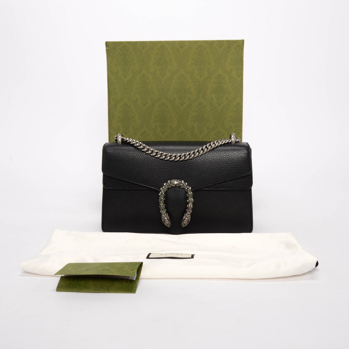 Gucci Black Grained Calfskin Dionysus Small Shoulder Bag