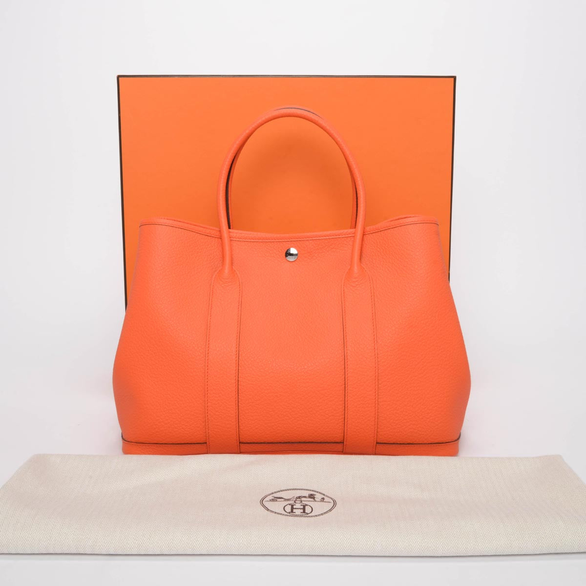 Hermes Orange Poppy Negonda Canvas Lined Garden Party 36