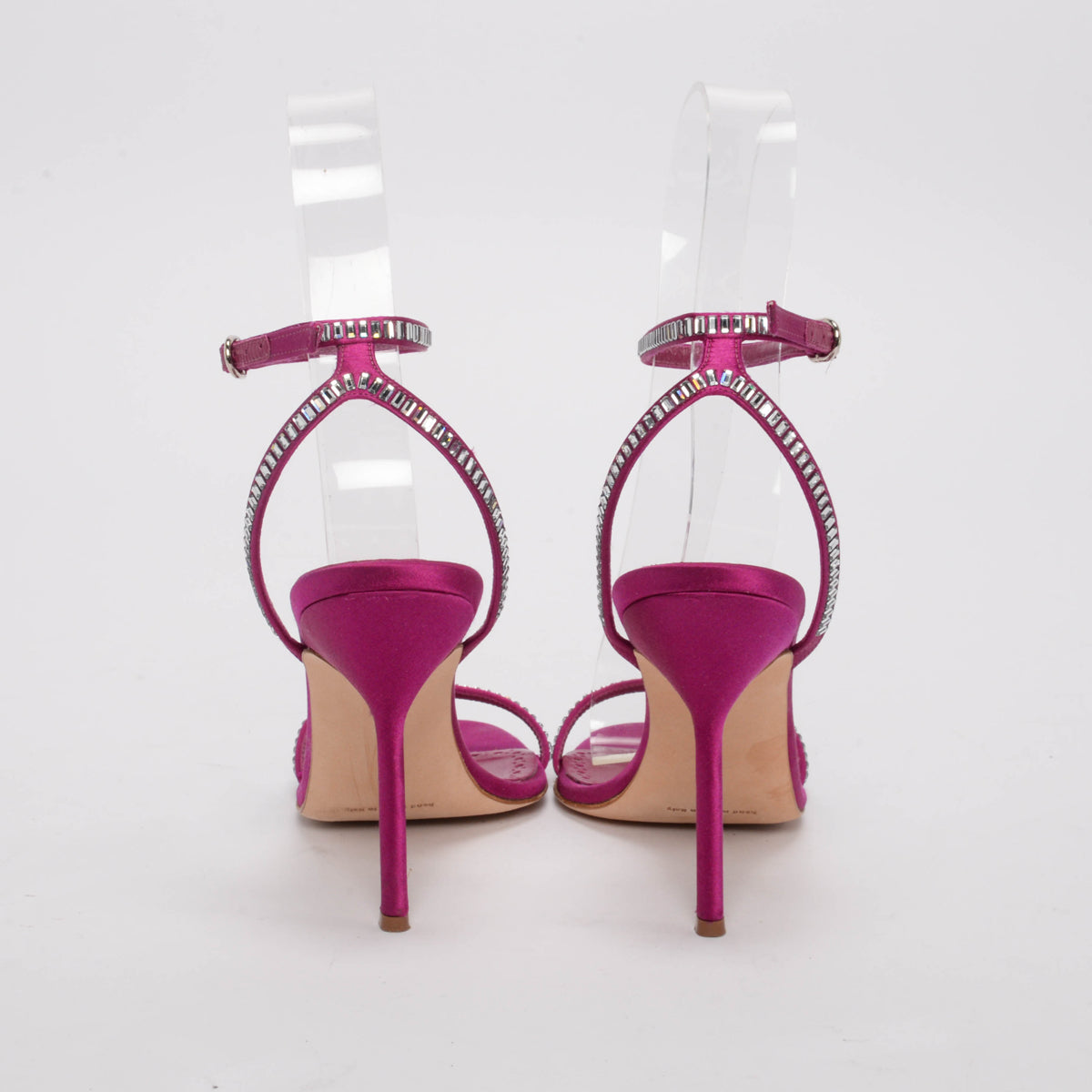 Manolo Blahnik Pink Satin Crinastra Sandals 38