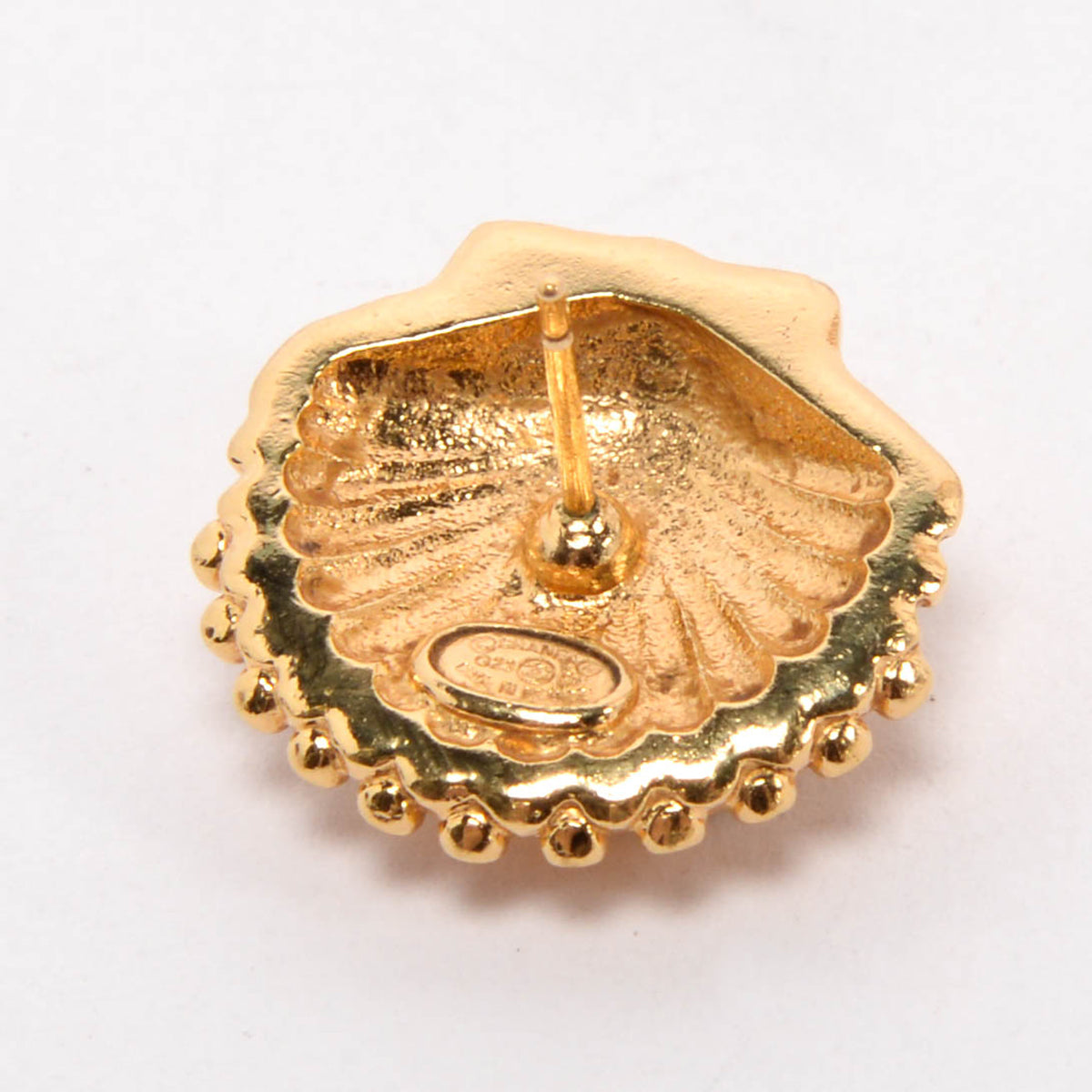 Chanel Gold Crystal CC Shell Earrings