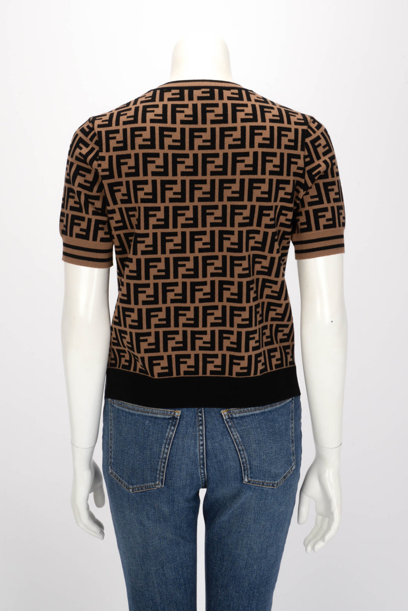 Fendi Brown Zucca Intarsia Top IT 40