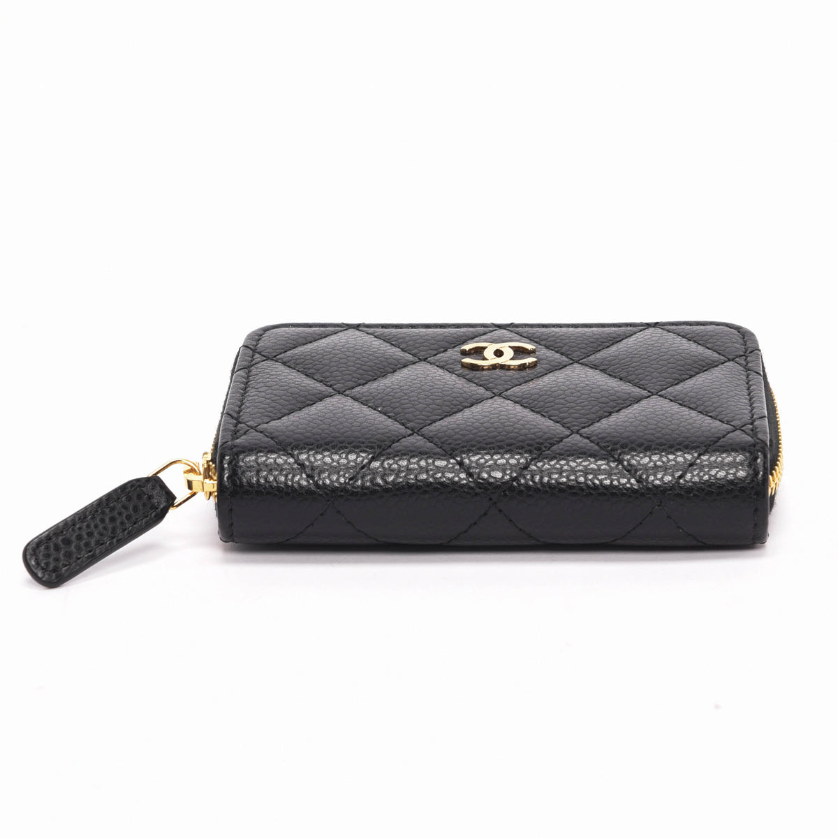 Chanel Black Quilted Caviar Classic Zipped Coin Purse