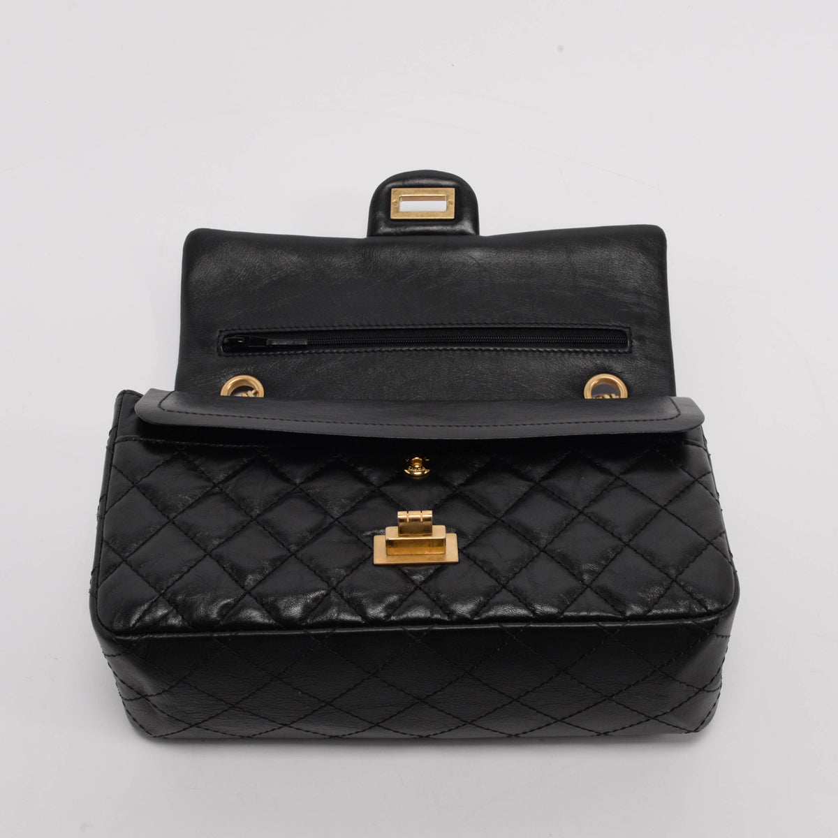 Chanel Black Distressed Calfskin 2.55 Reissue 225 Bag