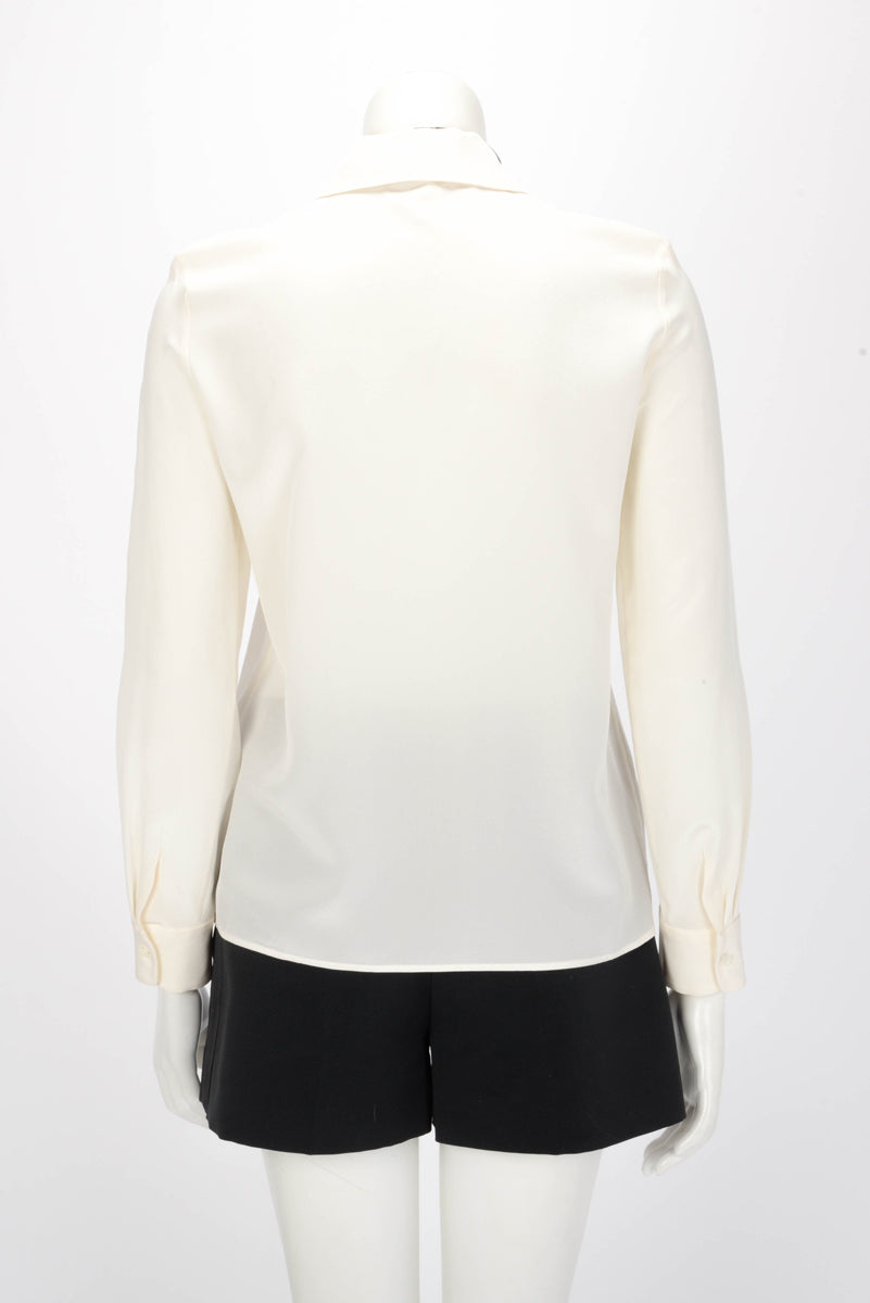 Nili Lotan Ivory & Black Silk Hanford Shirt XS