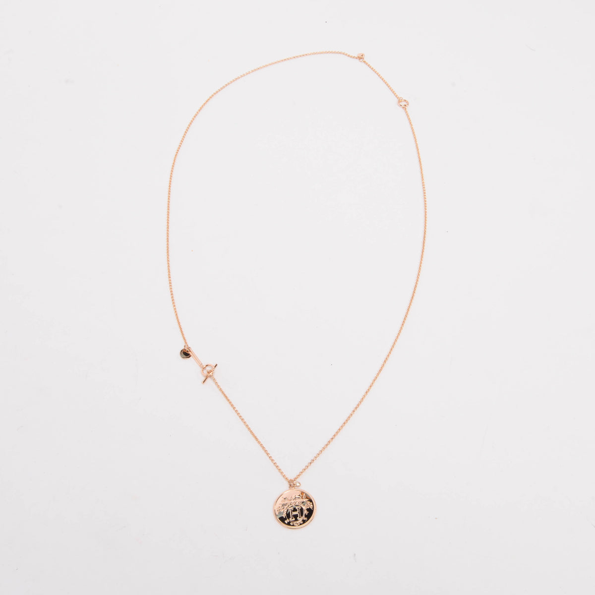 Hermes 18k Rose Gold Medium Model Ex-Libris Long Necklace