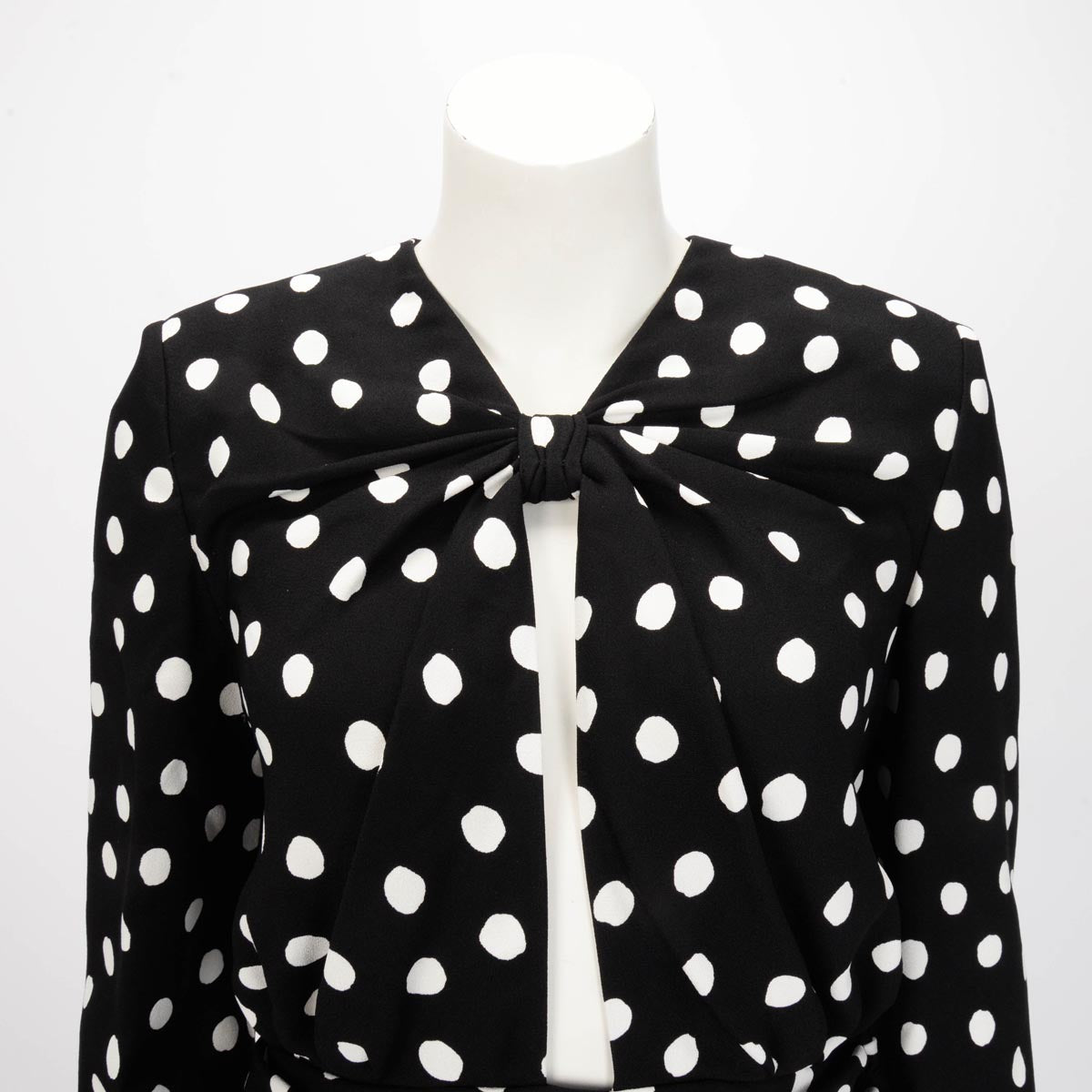 Saint Laurent Black Polka Dot Crepe Cutout Mini Dress IT 42