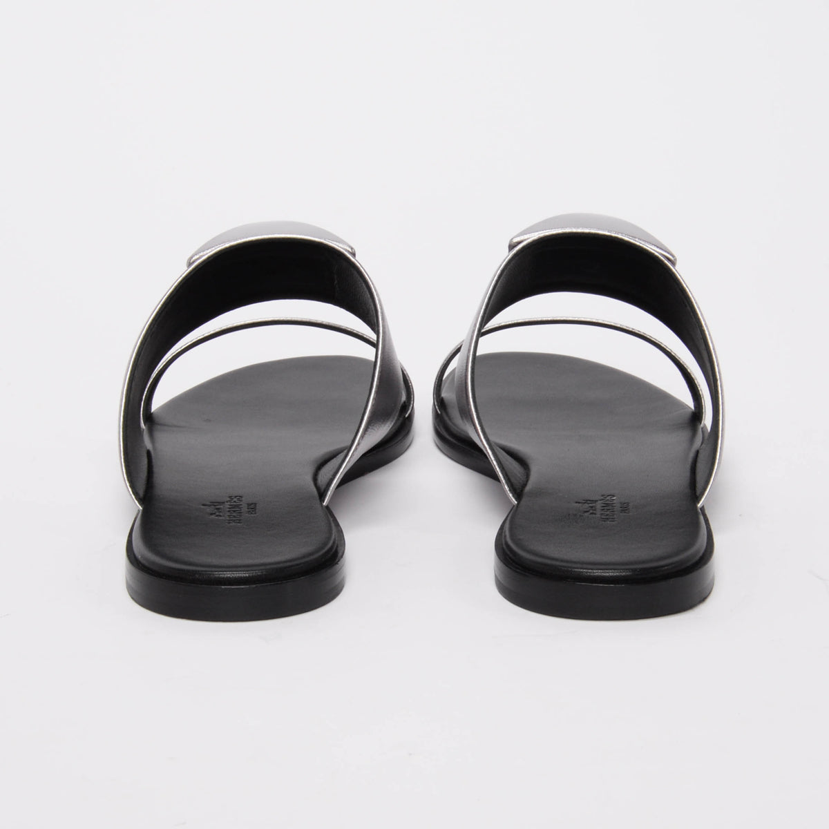 Hermes Gris Argente Lambskin Caia Sandals 39