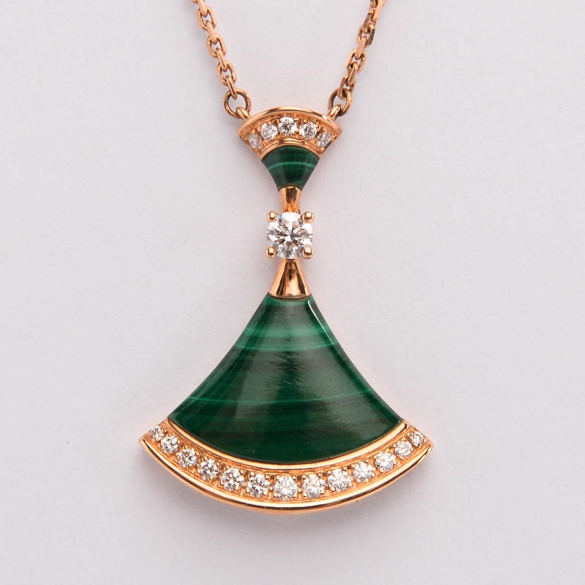 Bulgari Emerald Malachite & Rose Gold Diva's Dream Necklace