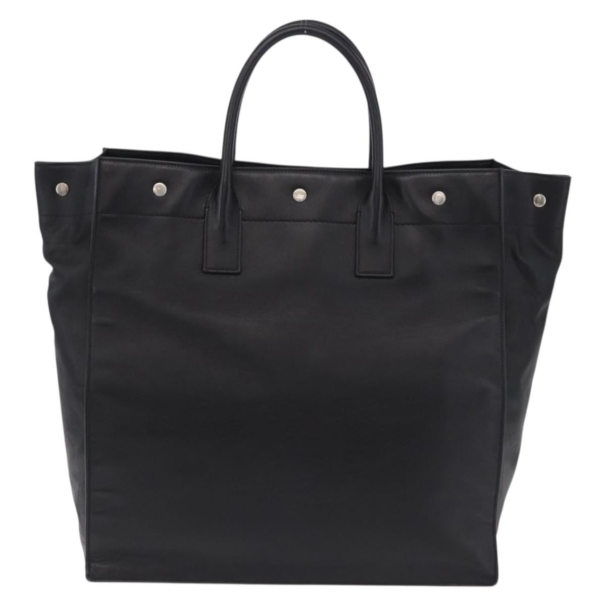 Saint Laurent Black Embossed Leather Rive Gauche Shopper Tote