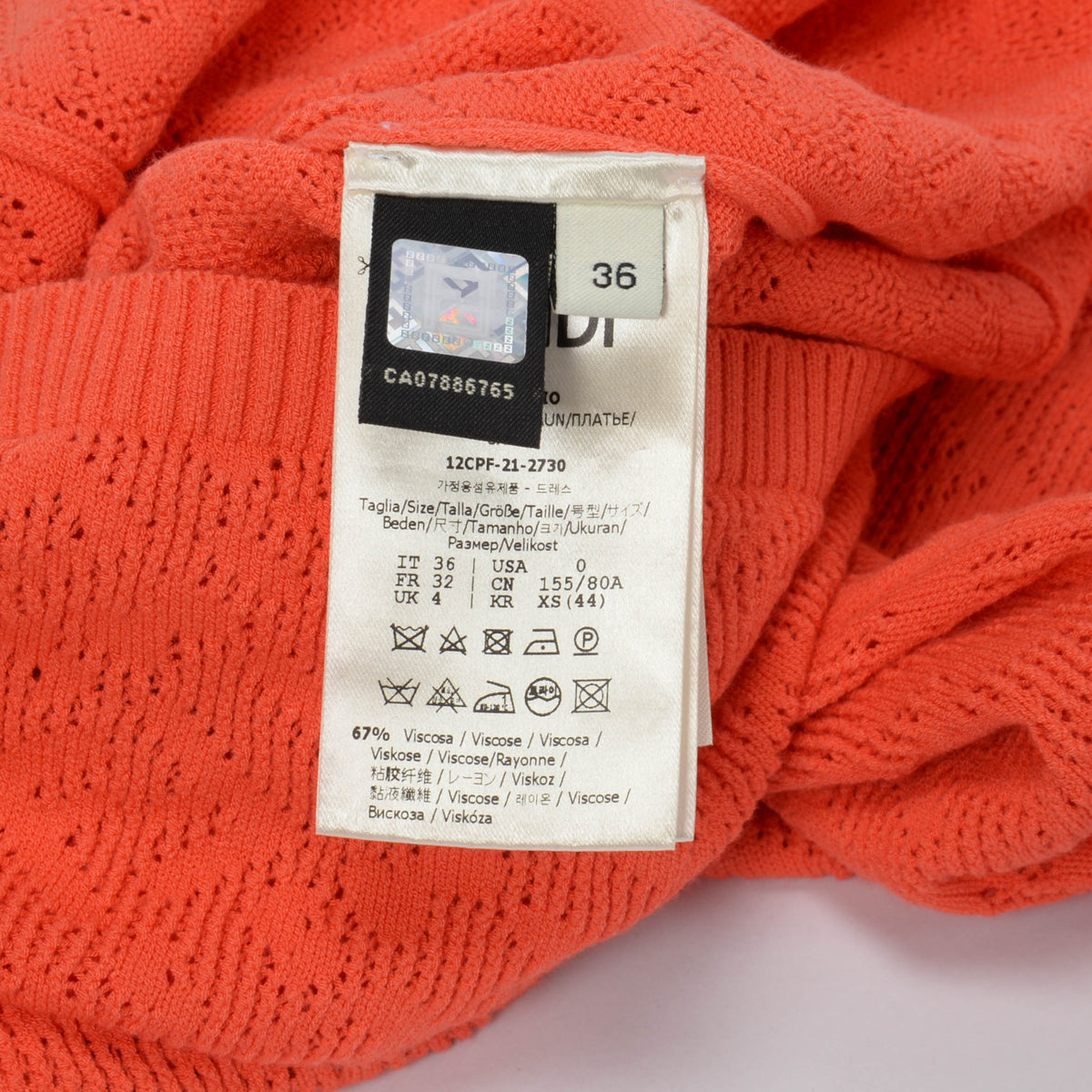 Fendi x Skims Orange Intarsia Knit Turtleneck Dress IT 36