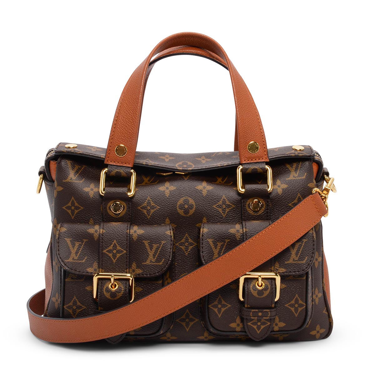 Louis Vuitton Caramel Leather & Monogram Manhattan NM Bag