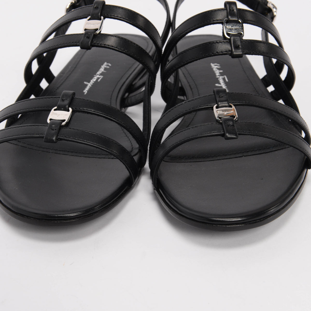 Ferragamo Black Calfskin Typa Sandals 8