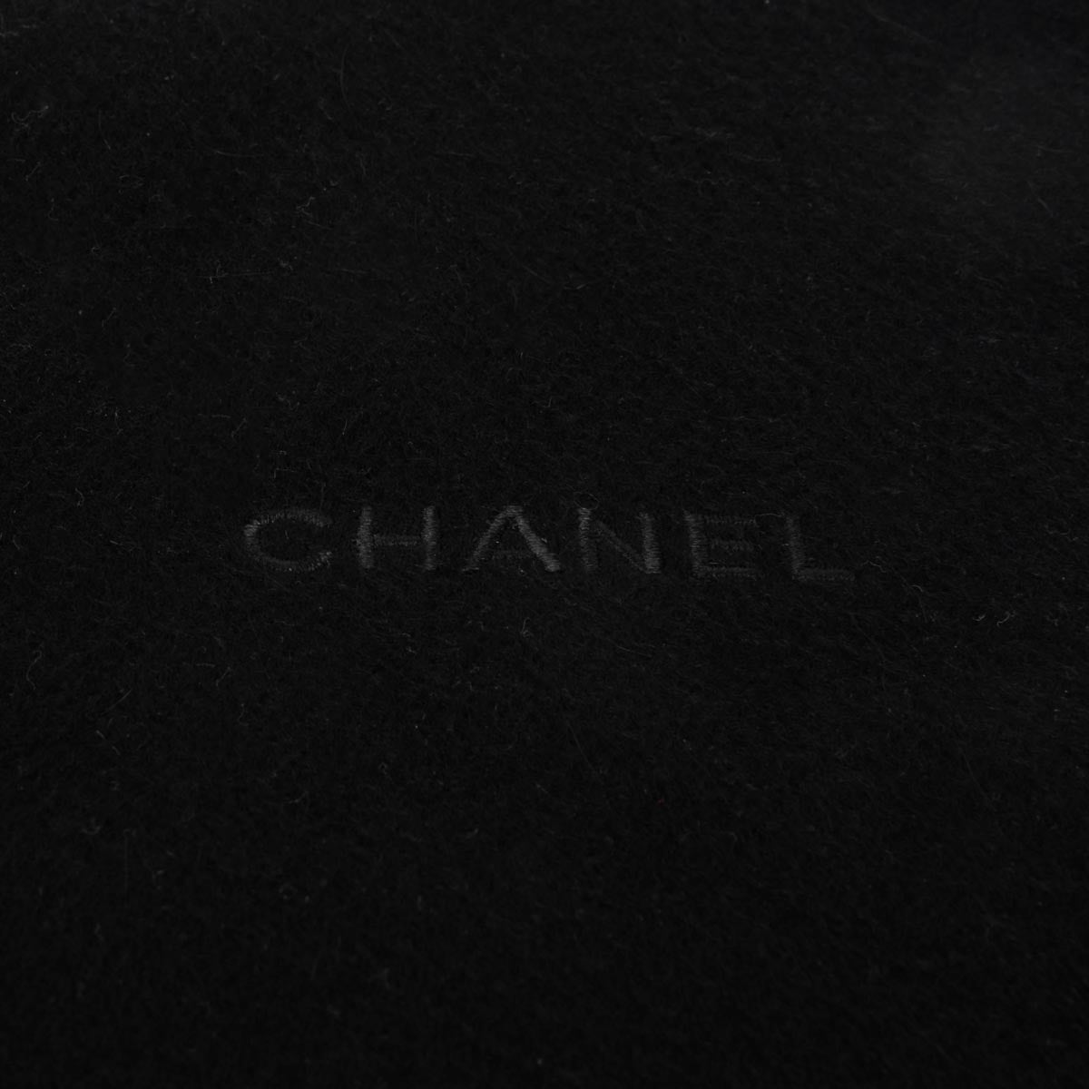 Chanel Black Cashmere Fringed Scarf