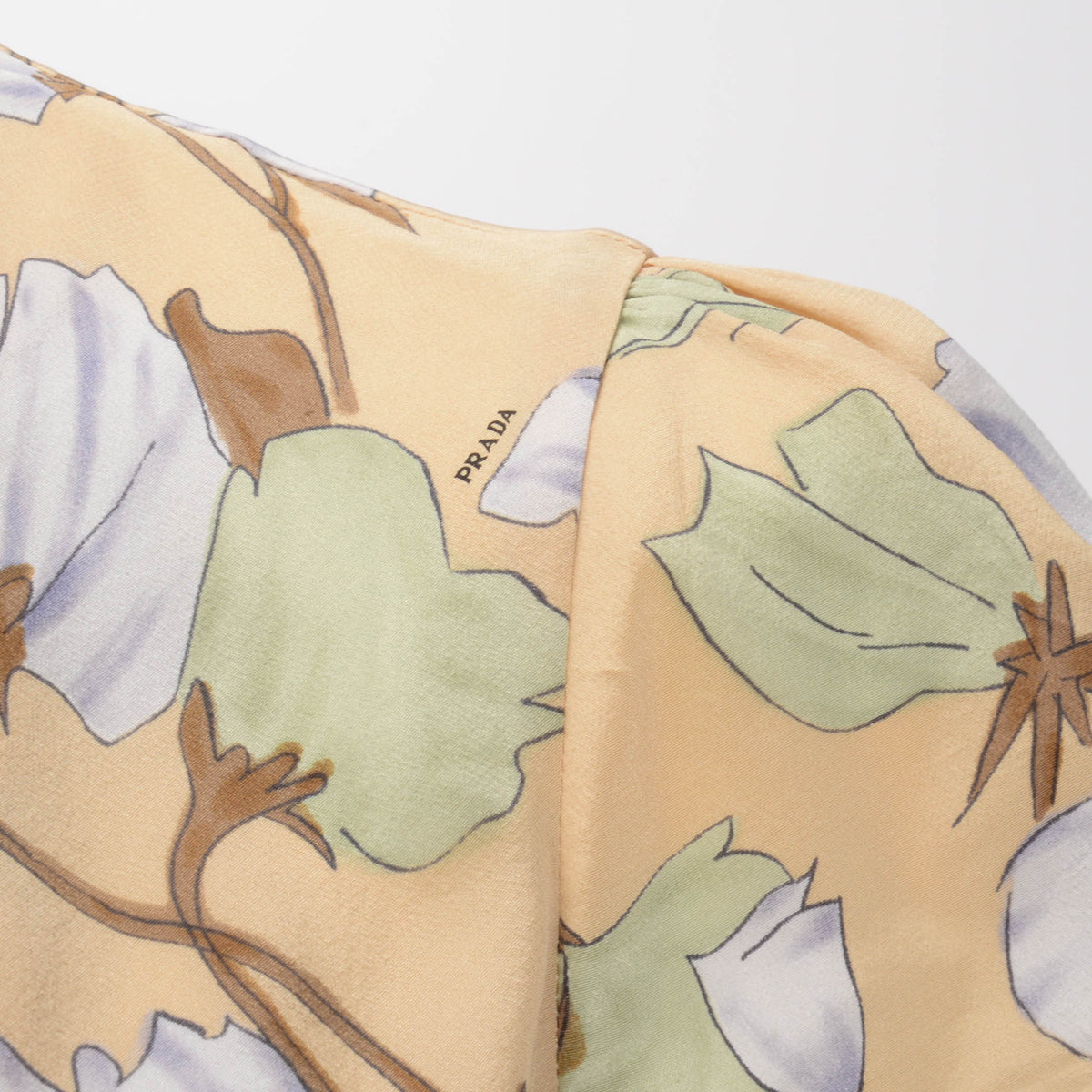Prada Beige Silk Flower Printed Blouse IT 42