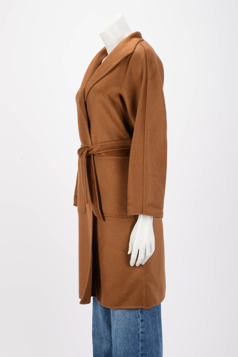 Max Mara Tobacco Cashmere Cardigan Coat IT 34