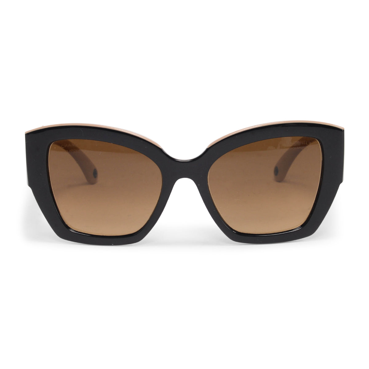 Chanel Black & Beige Acetate Butterfly Sunglasses