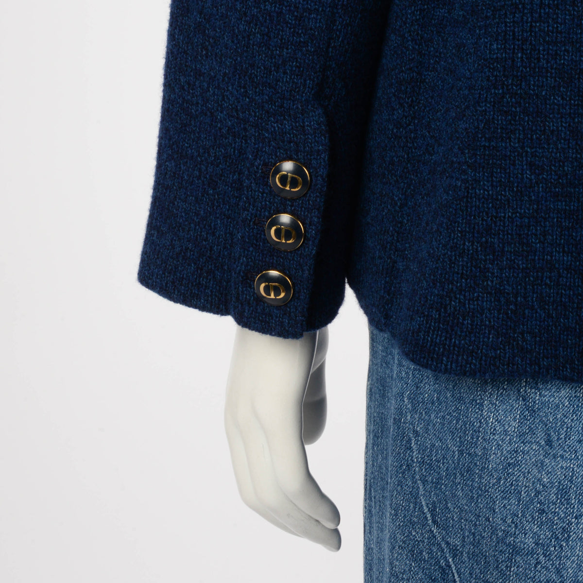 Dior Blue Wool Knit Double Breasted Jacket FR 40