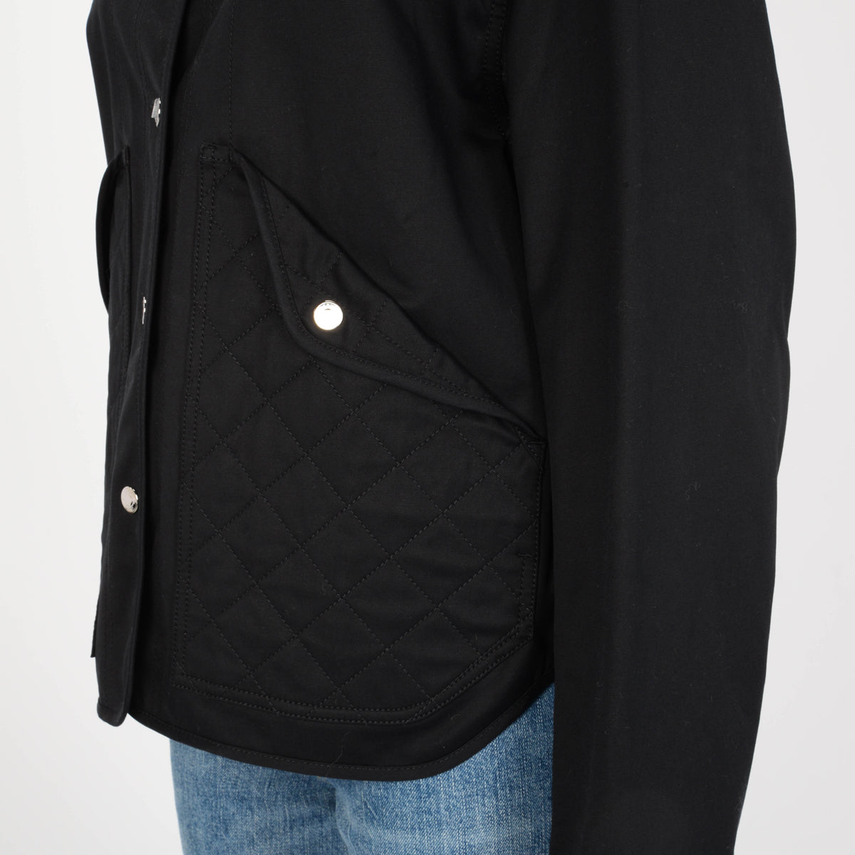 Hermes Black Cotton Twill Equestrian Detail Jacket FR 36