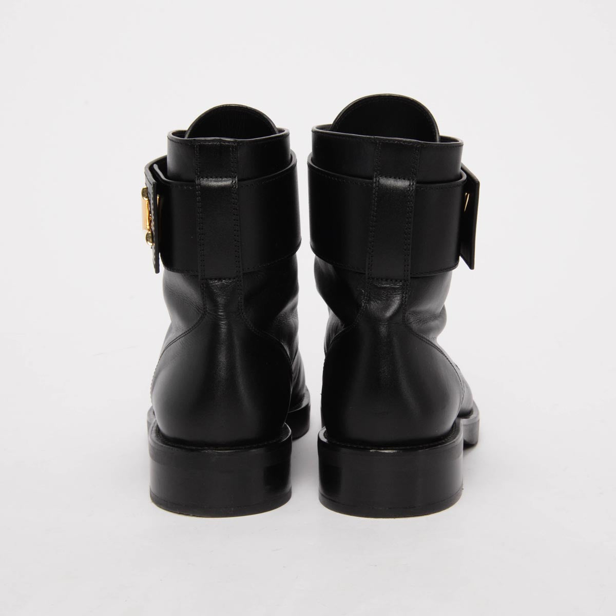 Louis Vuitton Black Calfskin Wonderland Flat Ranger Boots 38.5