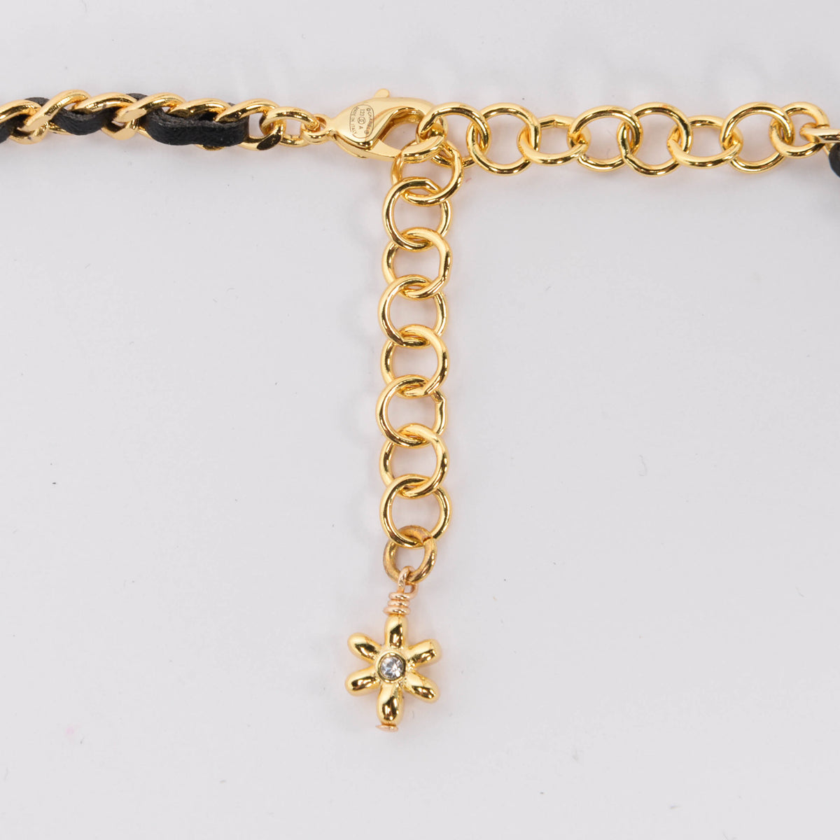 Chanel Gold Leather Chain CC Flower Choker