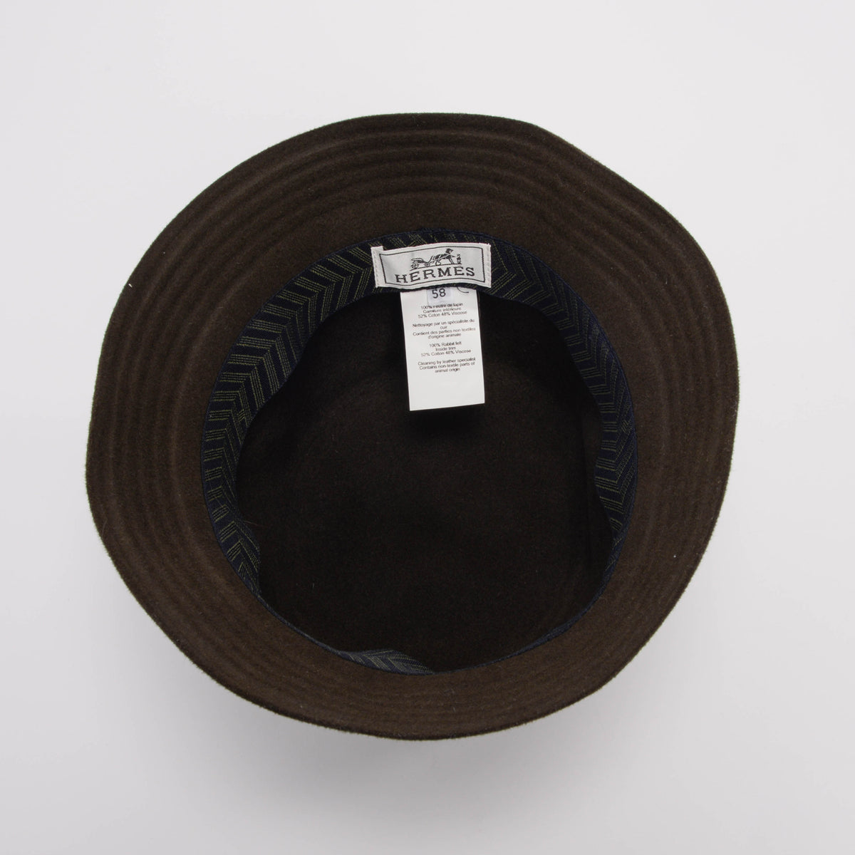 Hermes Khaki Rabbit Felt Dalton Bucket Hat