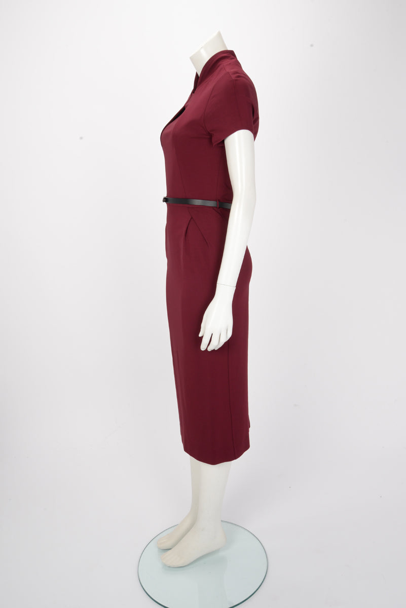 Gucci Wine Interlock Cap Sleeve Midi Dress M
