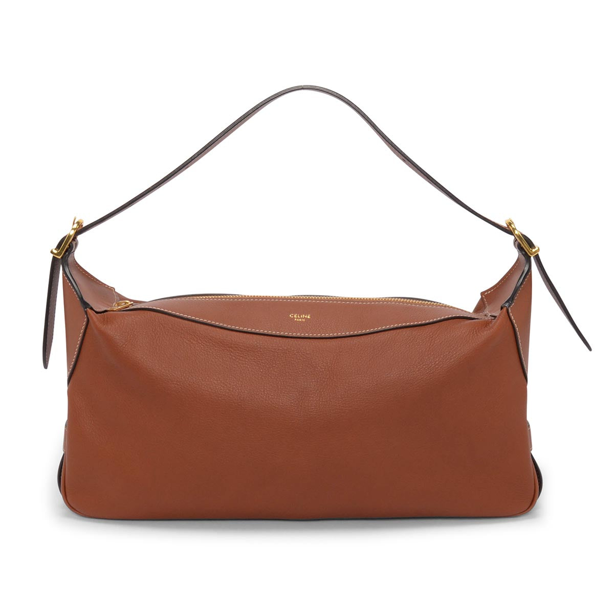 Celine Tan Grained Calfskin Medium Romy Shoulder Bag