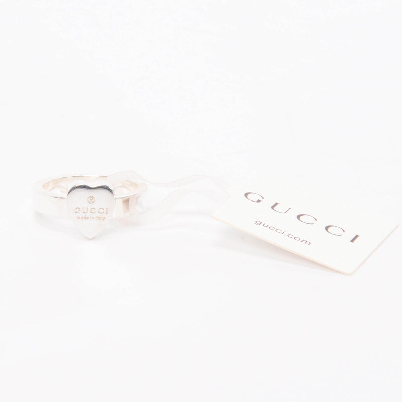 Gucci Sterling Silver Heart Pendant Trademark Ring - Blue Spinach
