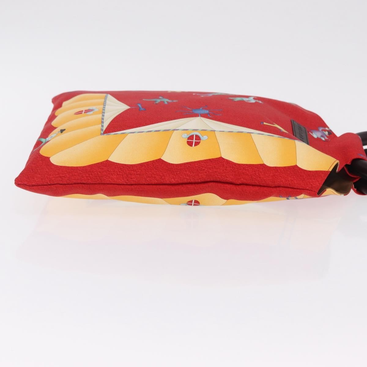 Bulgari Red Silk Pierrot Circus Print Small Tote Bag