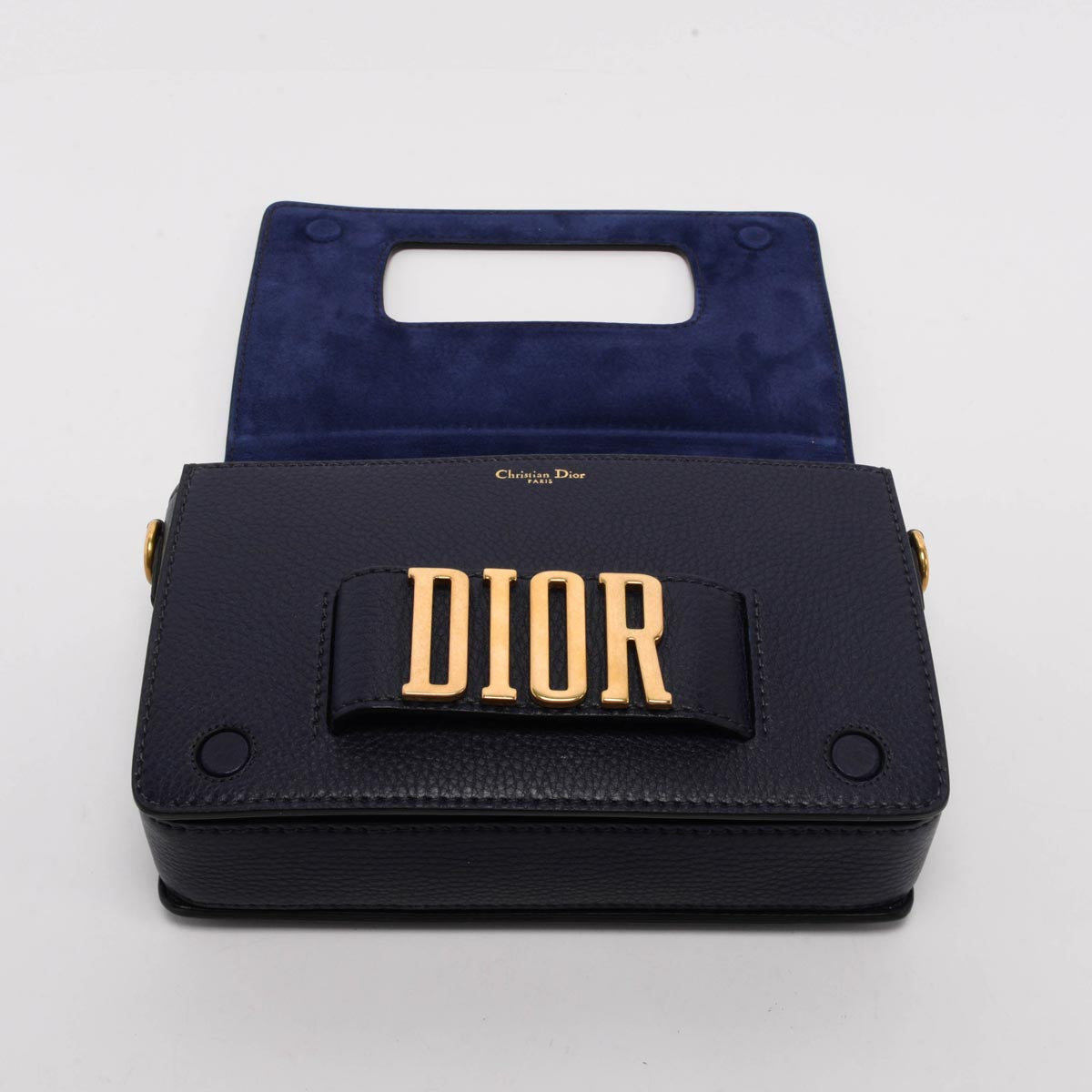 Dior Navy Grained Calfskin Dior(r)evolution Flap Bag