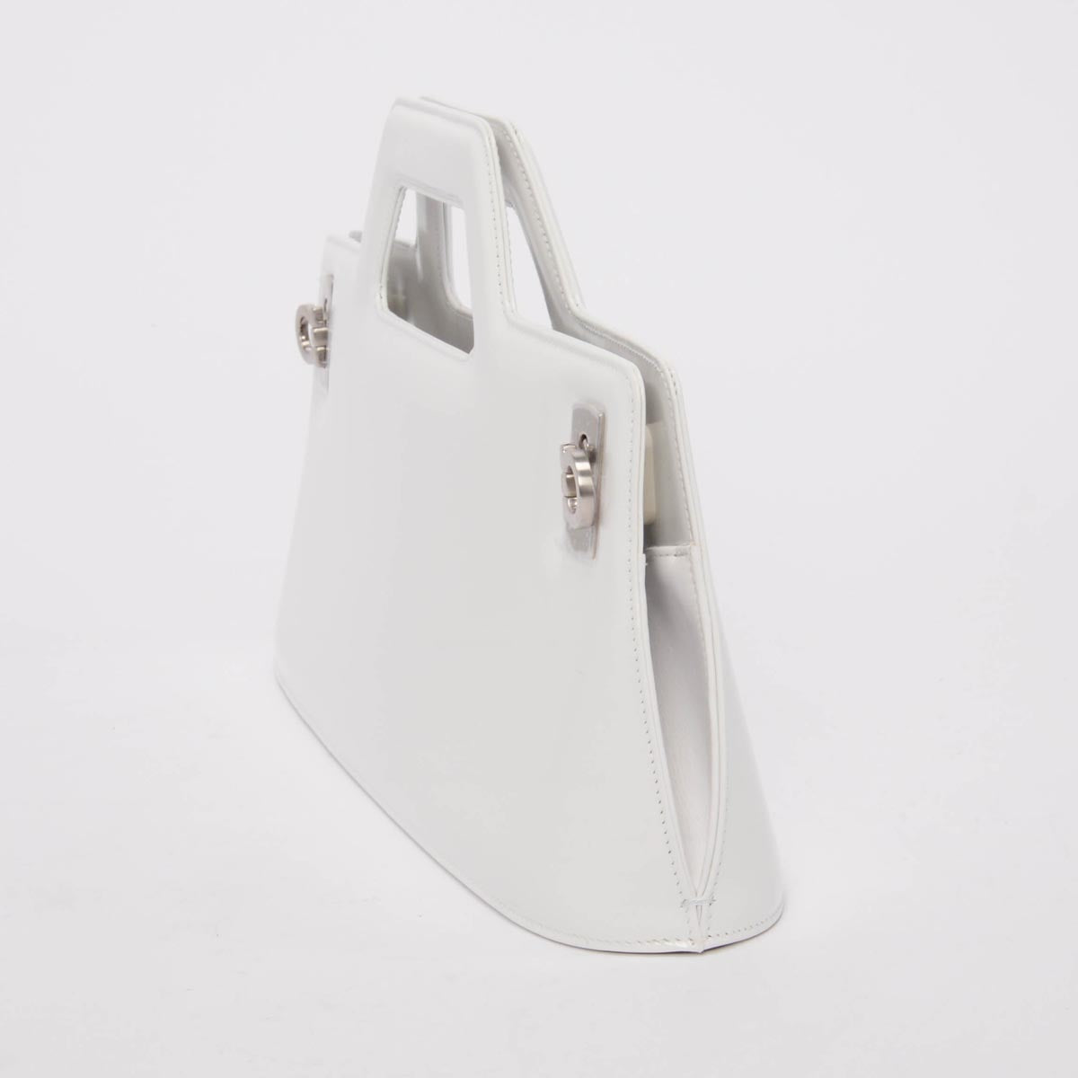 Ferragamo Optic White Hi-Shine Wanda East West Bag