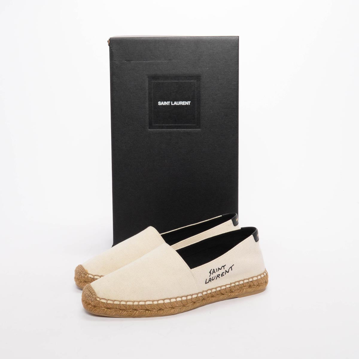 Saint Laurent Ecru Canvas Signature Logo Espadrilles 40