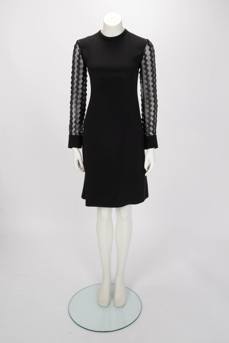 Louis Vuitton Black Silk & Leather Ric Rac Dress FR 34
