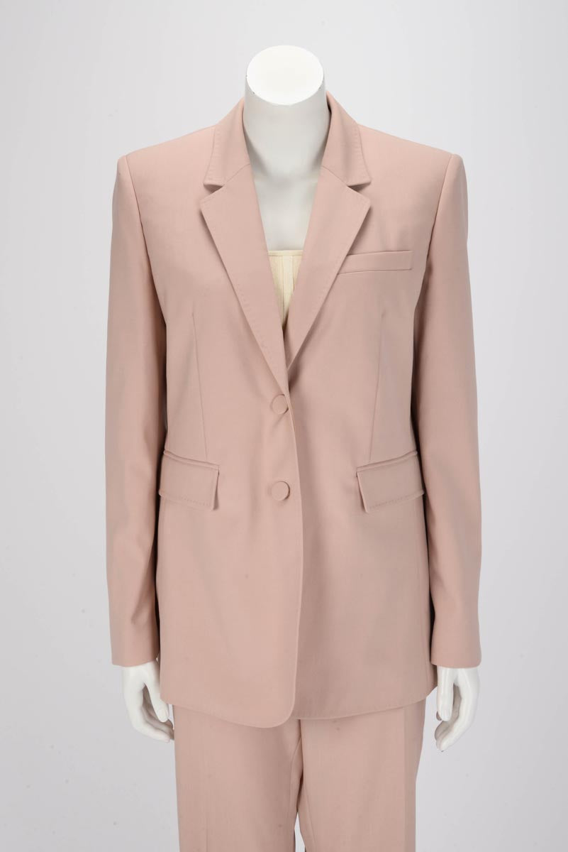 Valentino Sand Wool Feather Trim Jacket IT 44