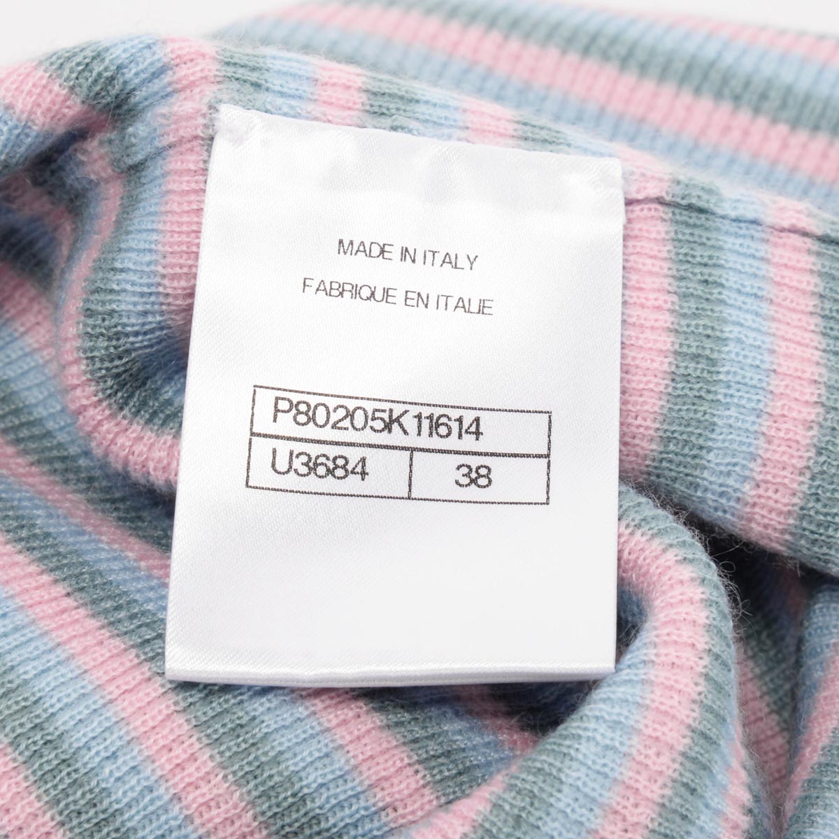 Chanel Blue Cashmere & Mohair Striped Short-Sleeved Top FR 38