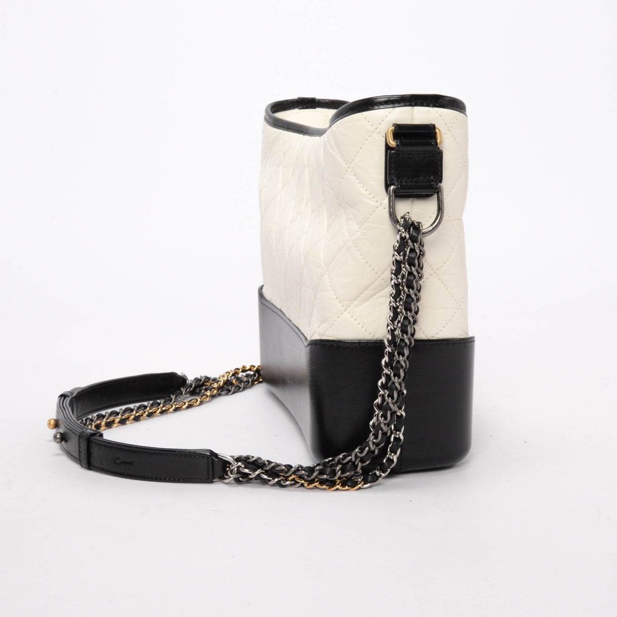 Chanel Black & White Quilted Calfskin Medium Gabrielle Hobo Bag